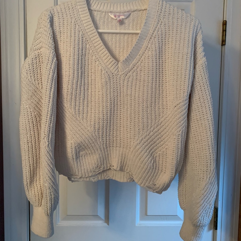 No Boundaries Cream V-Neck Sweater